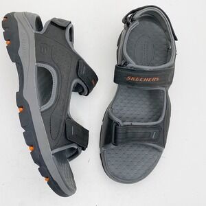 Skechers Mens Relaxed‎ Luxe Foam Black Sport Sandals Tresman Garo 204105 Size 10